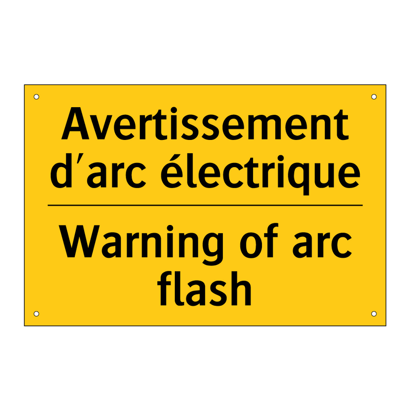 Avertissement d'arc électrique - Warning of arc flash