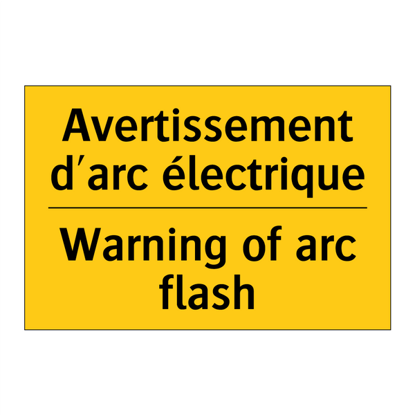 Avertissement d'arc électrique - Warning of arc flash
