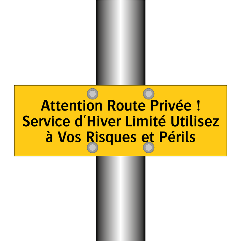 Attention Route Privée ! Service d'Hiver Limité Utilisez à Vos Risques et Périls