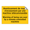 Avertissement de risque d'écrasement  /.../ - Warning of being run over by a  /.../