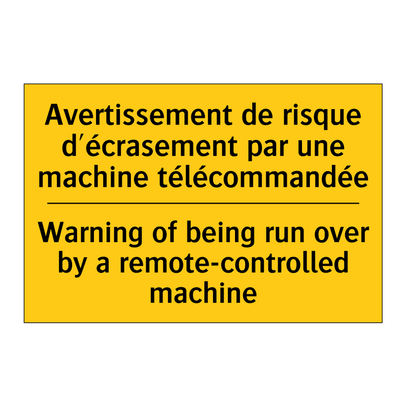 Avertissement de risque d'écrasement  /.../ - Warning of being run over by a  /.../