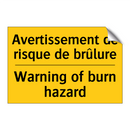 Avertissement de risque de brûlure /.../ - Warning of burn hazard