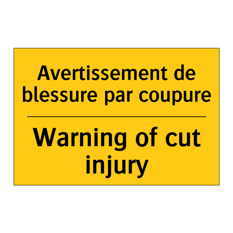 Avertissement de blessure par  /.../ - Warning of cut injury