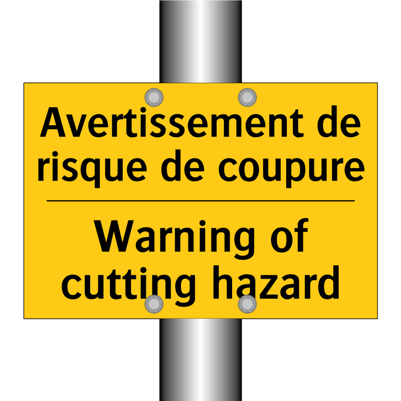 Avertissement de risque de coupure /.../ - Warning of cutting hazard