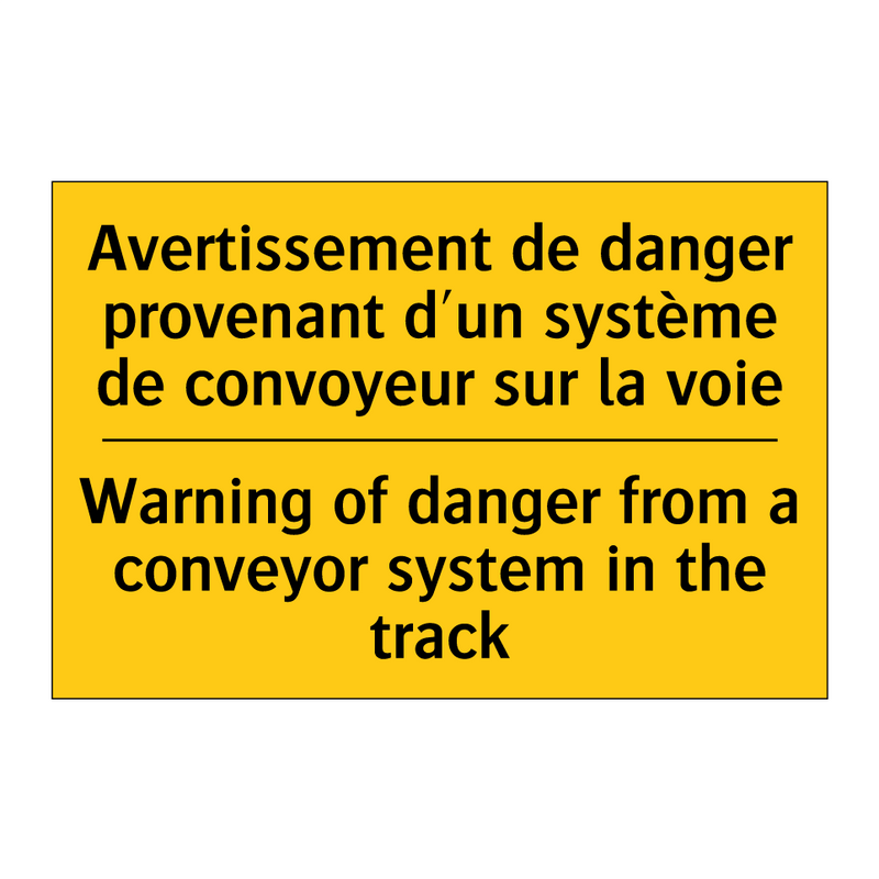 Avertissement de danger provenant  /.../ - Warning of danger from a conveyor  /.../