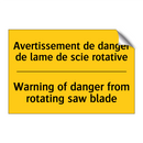 Avertissement de danger de lame  /.../ - Warning of danger from rotating  /.../