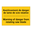 Avertissement de danger de lame  /.../ - Warning of danger from rotating  /.../