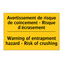 Avertissement de risque de coincement  /.../ - Warning of entrapment hazard -  /.../
