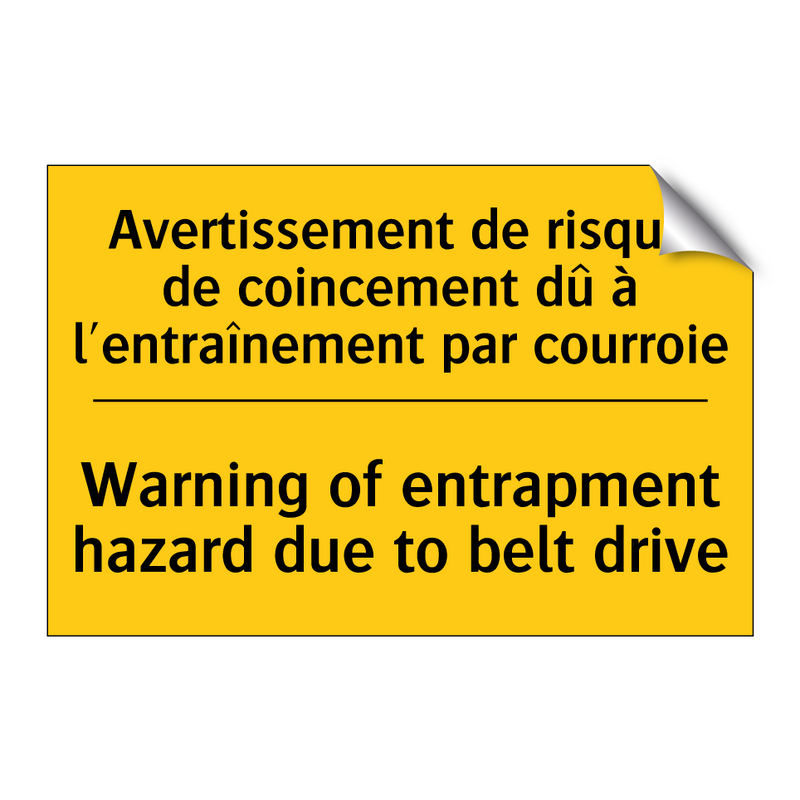 Avertissement de risque de coincement  /.../ - Warning of entrapment hazard due  /.../