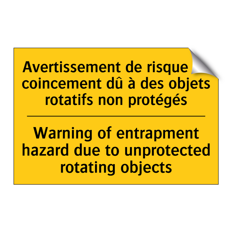Avertissement de risque de coincement  /.../ - Warning of entrapment hazard due  /.../