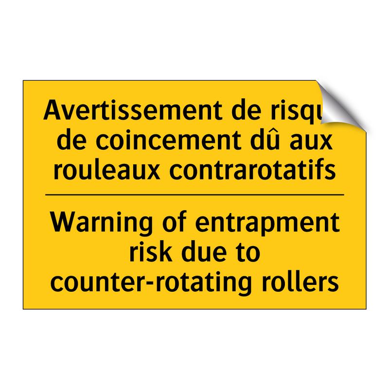 Avertissement de risque de coincement  /.../ - Warning of entrapment risk due  /.../