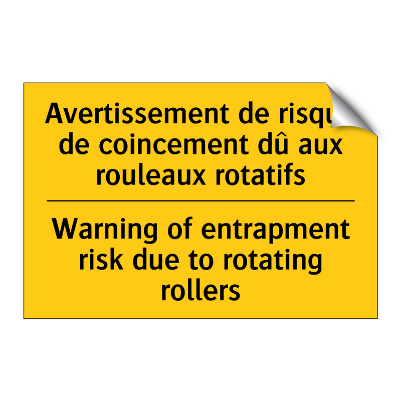 Avertissement de risque de coincement  /.../ - Warning of entrapment risk due  /.../