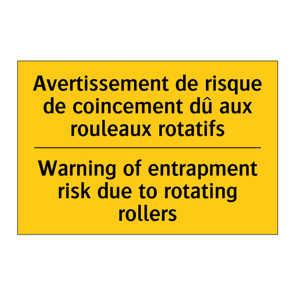 Avertissement de risque de coincement  /.../ - Warning of entrapment risk due  /.../