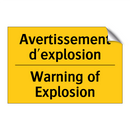 Avertissement d'explosion - Warning of Explosion