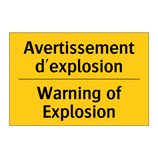 Avertissement d'explosion - Warning of Explosion