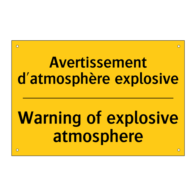 Avertissement d'atmosphère explosive /.../ - Warning of explosive atmosphere /.../