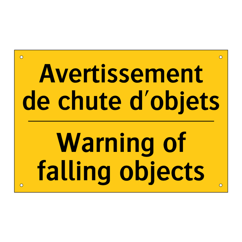 Avertissement de chute d'objets /.../ - Warning of falling objects