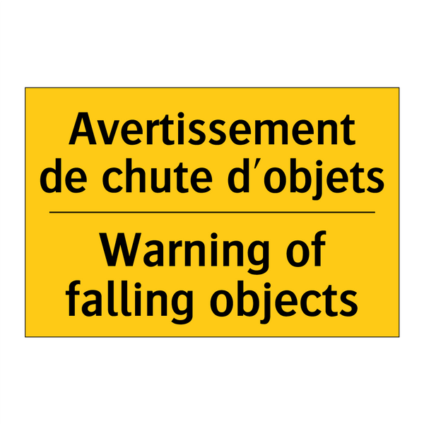 Avertissement de chute d'objets /.../ - Warning of falling objects