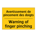Avertissement de pincement des  /.../ - Warning of finger pinching