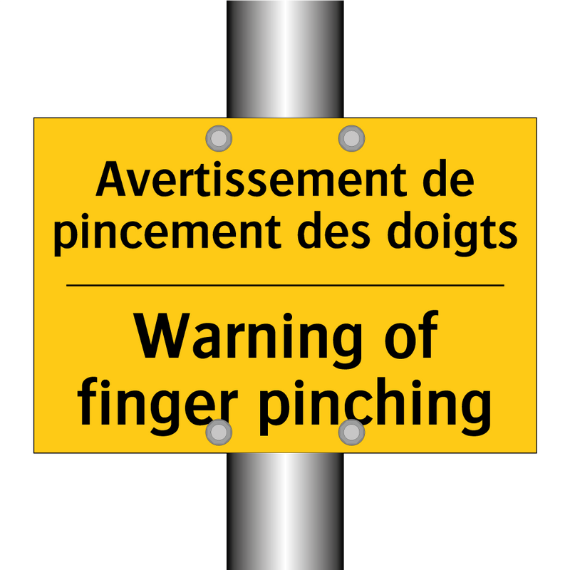 Avertissement de pincement des  /.../ - Warning of finger pinching