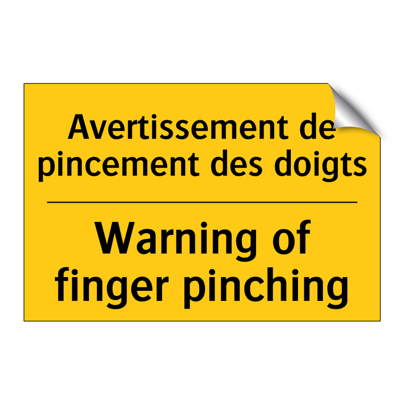Avertissement de pincement des  /.../ - Warning of finger pinching