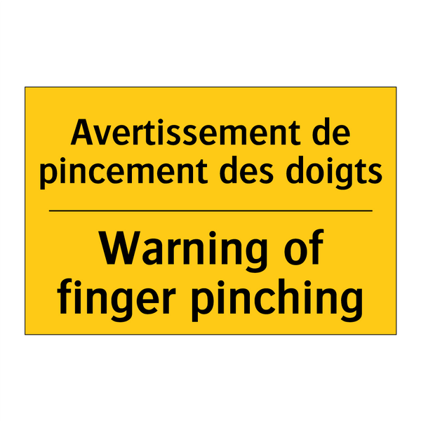 Avertissement de pincement des  /.../ - Warning of finger pinching