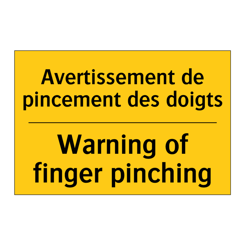 Avertissement de pincement des  /.../ - Warning of finger pinching