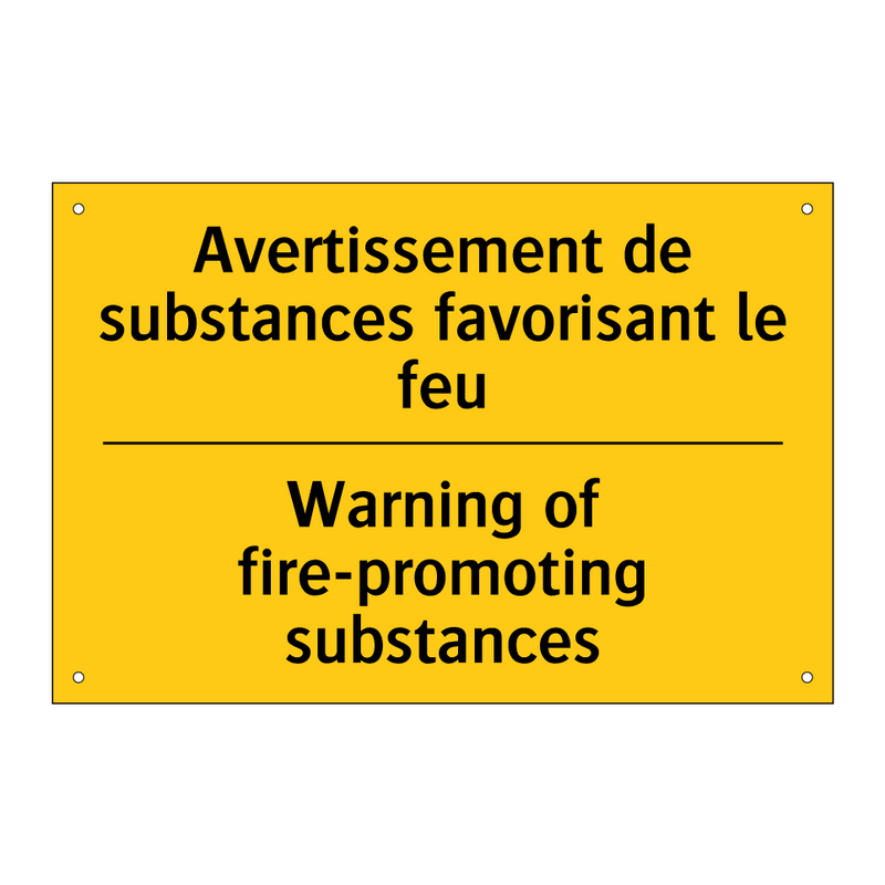 Avertissement de substances favorisant  /.../ - Warning of fire-promoting substances /.../