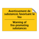 Avertissement de substances favorisant  /.../ - Warning of fire-promoting substances /.../