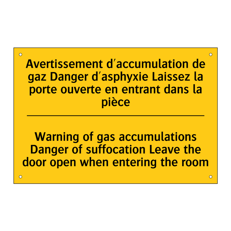 Avertissement d'accumulation de  /.../ - Warning of gas accumulations Danger  /.../