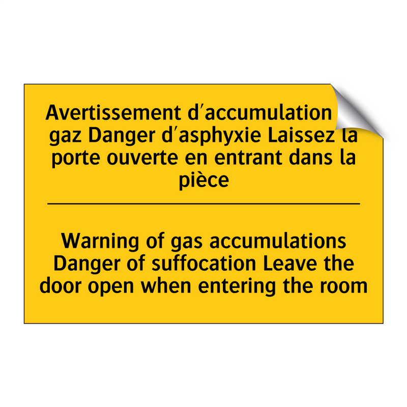 Avertissement d'accumulation de  /.../ - Warning of gas accumulations Danger  /.../
