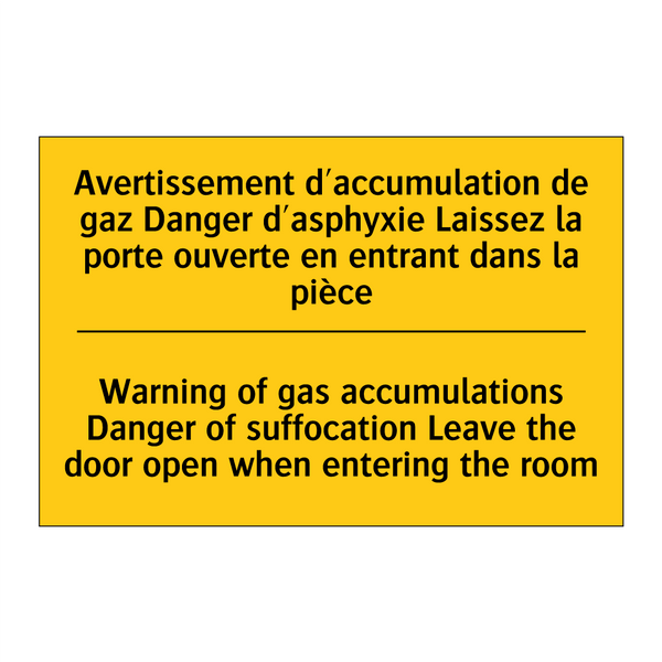 Avertissement d'accumulation de  /.../ - Warning of gas accumulations Danger  /.../
