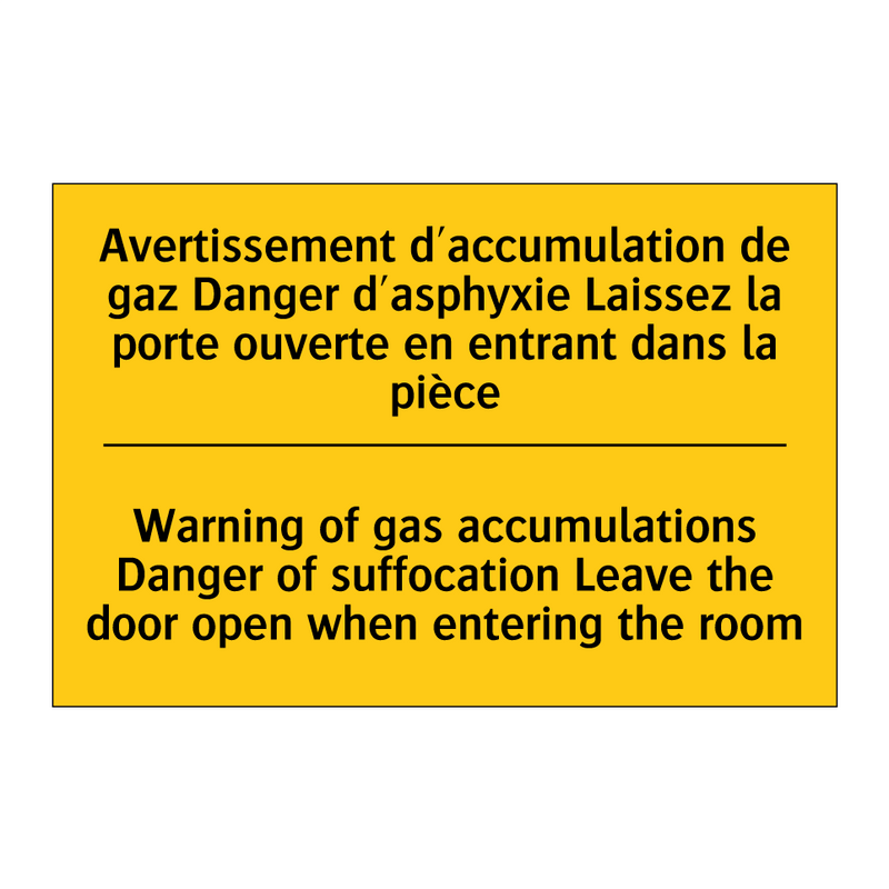 Avertissement d'accumulation de  /.../ - Warning of gas accumulations Danger  /.../