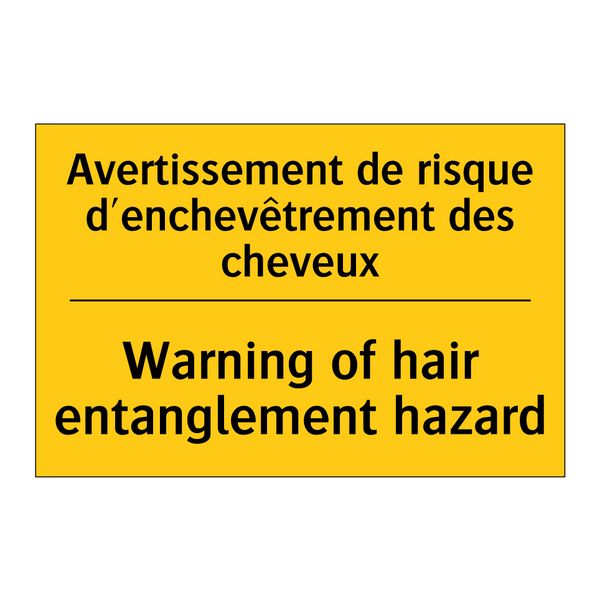 Avertissement de risque d'enchevêtrement  /.../ - Warning of hair entanglement hazard /.../