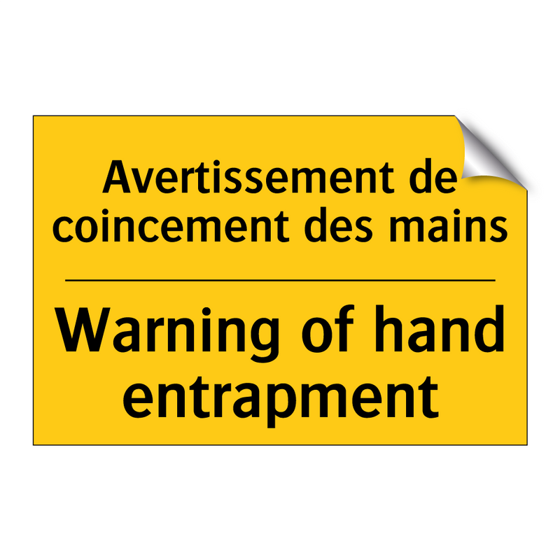 Avertissement de coincement des  /.../ - Warning of hand entrapment