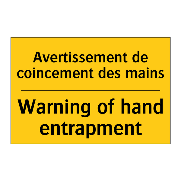Avertissement de coincement des  /.../ - Warning of hand entrapment