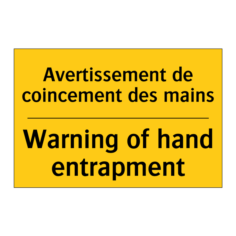 Avertissement de coincement des  /.../ - Warning of hand entrapment