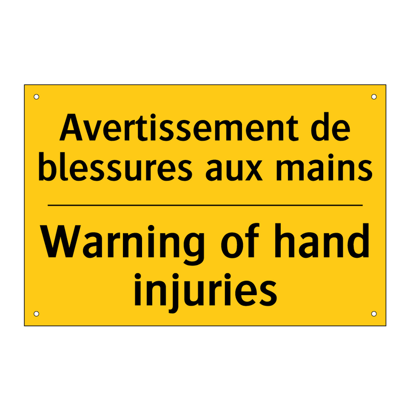 Avertissement de blessures aux  /.../ - Warning of hand injuries