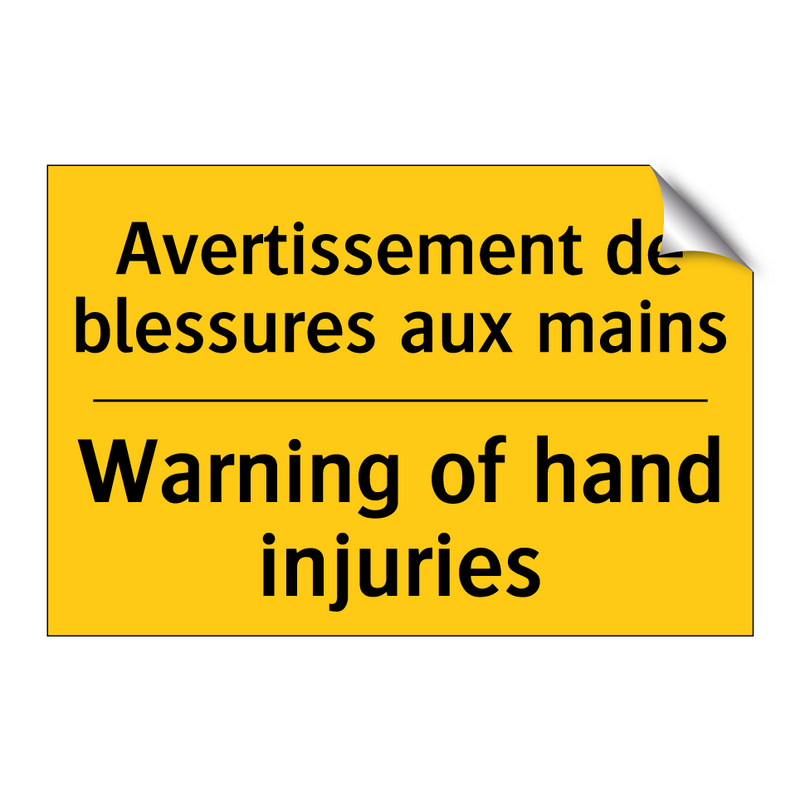 Avertissement de blessures aux  /.../ - Warning of hand injuries