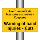 Avertissement de blessures aux  /.../ - Warning of hand injuries - Cuts /.../