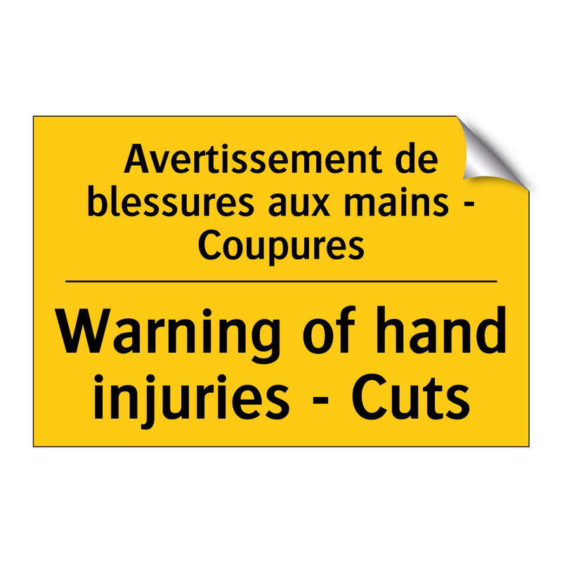 Avertissement de blessures aux  /.../ - Warning of hand injuries - Cuts /.../