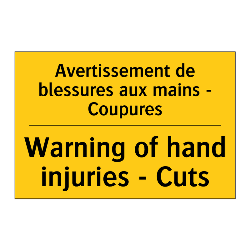 Avertissement de blessures aux  /.../ - Warning of hand injuries - Cuts /.../