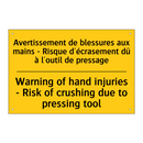 Avertissement de blessures aux  /.../ - Warning of hand injuries - Risk  /.../