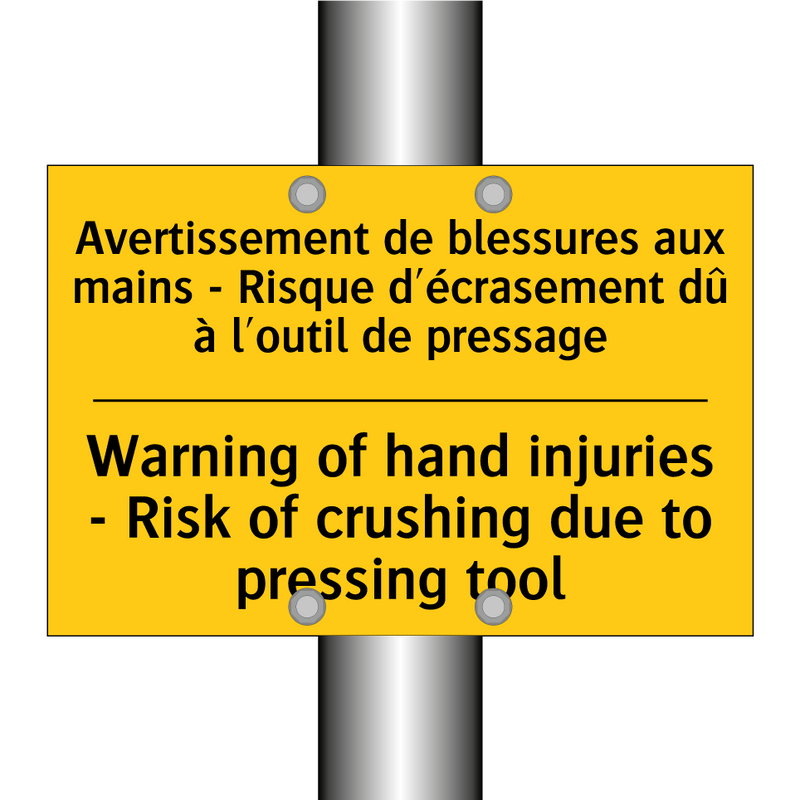 Avertissement de blessures aux  /.../ - Warning of hand injuries - Risk  /.../