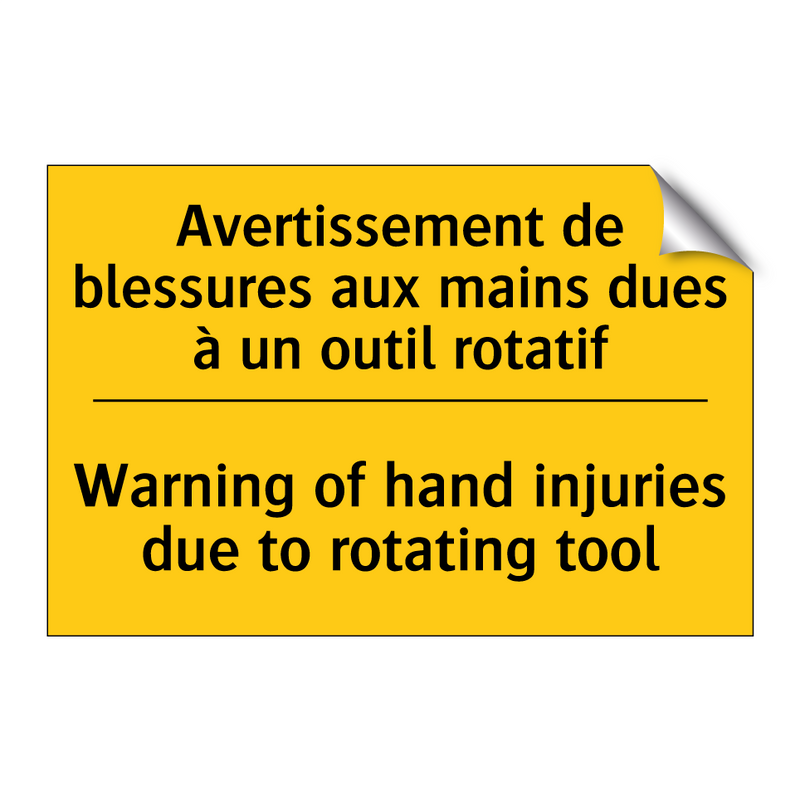 Avertissement de blessures aux  /.../ - Warning of hand injuries due to  /.../
