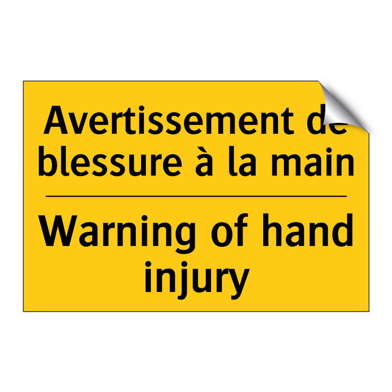 Avertissement de blessure à la  /.../ - Warning of hand injury