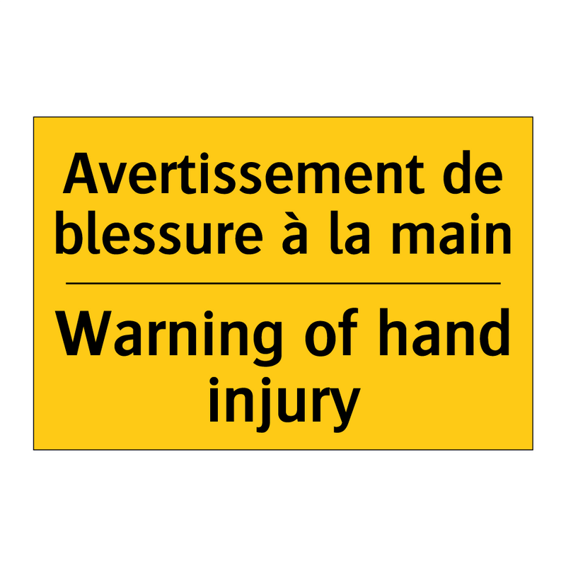 Avertissement de blessure à la  /.../ - Warning of hand injury