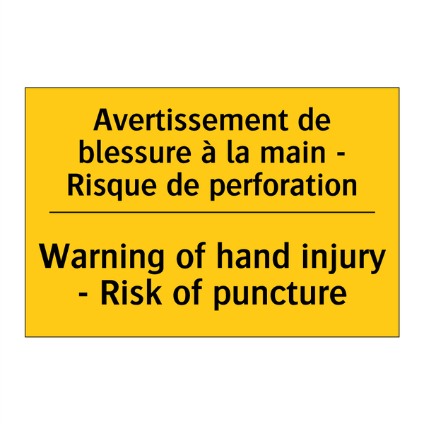 Avertissement de blessure à la  /.../ - Warning of hand injury - Risk  /.../
