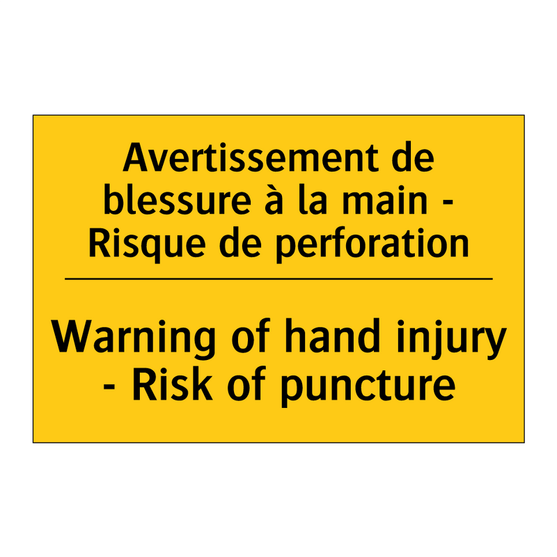 Avertissement de blessure à la  /.../ - Warning of hand injury - Risk  /.../