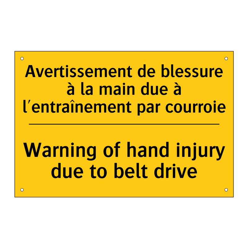 Avertissement de blessure à la  /.../ - Warning of hand injury due to  /.../